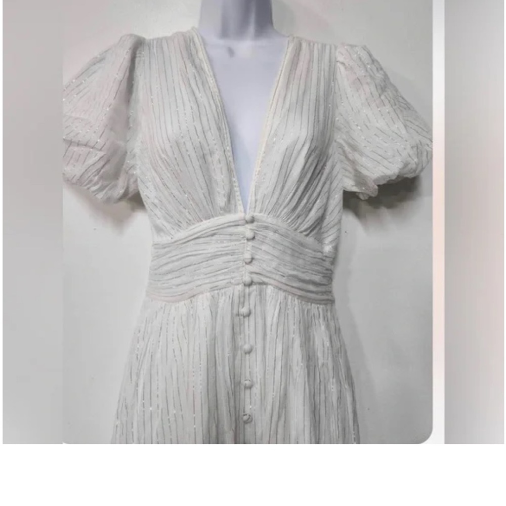 Anthropologie white size 6 women’s OB vneck button up front TX dress